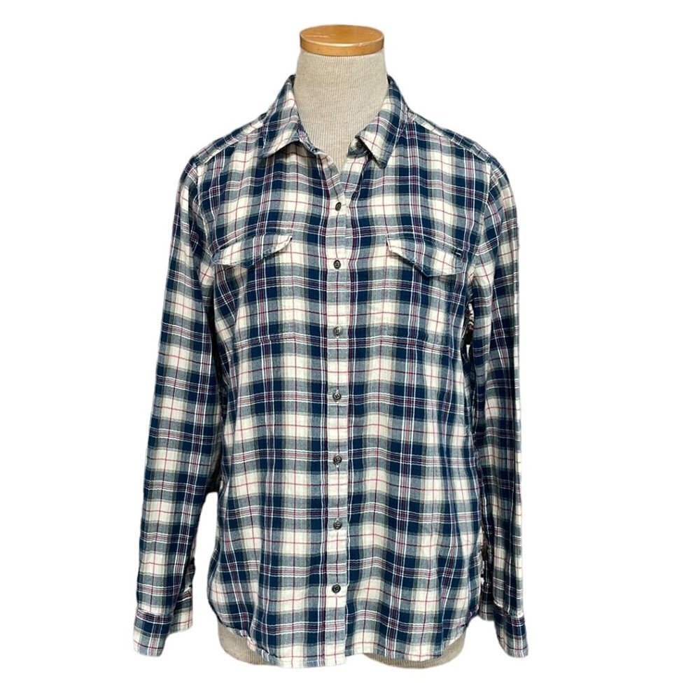 Caslon Plaid Button Up Shirt Long Sleeve Blue Red Size Small S